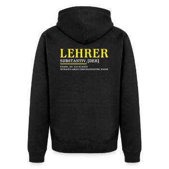 Lehrer | Lustige Lehrer Geschenke - Unisex Premium Bio Zip Hoodie - Schwarz - Hinten - Nico (187cm)