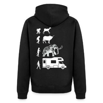 Camping-Wohnmobil, Camping-Geschenkidee - Unisex Premium Bio Zip Hoodie - Schwarz - Hinten - Nico (187cm)