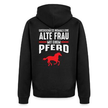 Reiterin Pferd Reiten Reitsport Pferdesprüche - Unisex Premium Bio Zip Hoodie - Schwarz - Hinten - Nico (187cm)