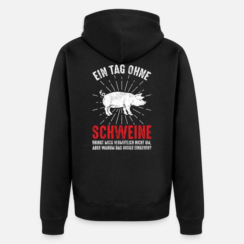 Schwein - Unisex Premium Bio Zip Hoodie - Schwarz