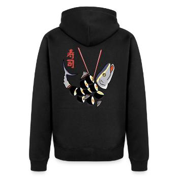 Tuna Sushi - Unisex Premium Organic Zip Hoodie - black - Back - Nico (187cm)