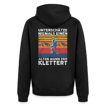 Geschenk Kletterer Boulderer klettern bouldern - Unisex Premium Bio Zip Hoodie - Schwarz - Hinten - Nico (187cm)