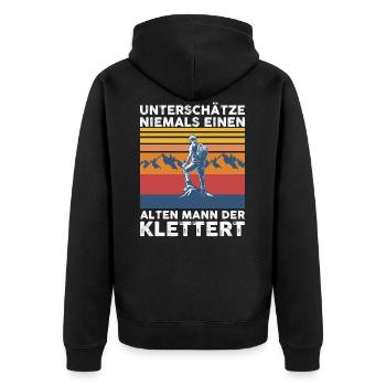 Lustiges Klettern Kletterer Männer Spruch - Unisex Premium Bio Zip Hoodie - Schwarz - Hinten - Nico (187cm)