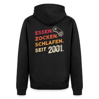 20 Geburtstag Gamer Gaming Zocker Retro Geschenk - Unisex Premium Bio Zip Hoodie - Schwarz - Hinten - Nico (187cm)