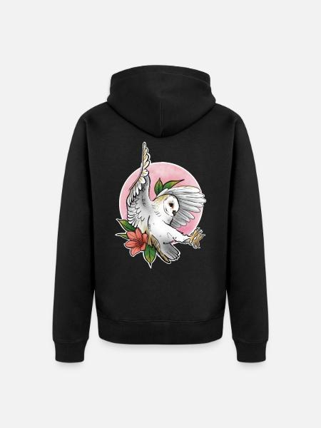 Owl - Unisex Premium Organic Zip Hoodie - black