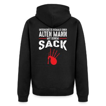 Dudelsack Schottland Männer Geschenk - Unisex Premium Bio Zip Hoodie - Schwarz - Hinten - Nico (187cm)