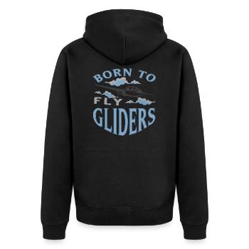Segelfliegen Segelflieger - Unisex Premium Bio Zip Hoodie - Schwarz - Hinten - Nico (187cm)