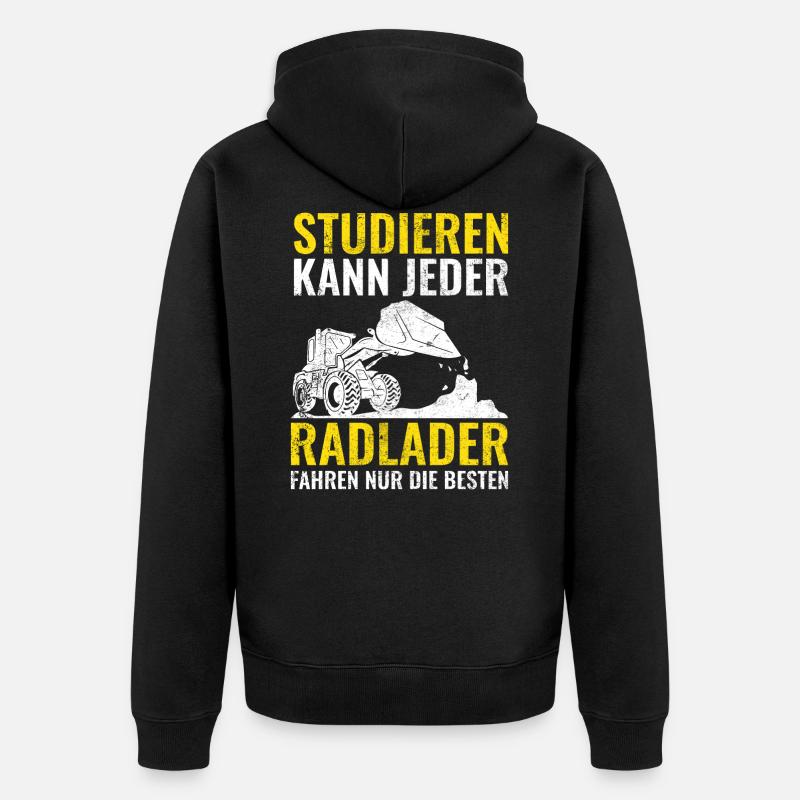 Radlader | Bauarbeiter Geschenke - Unisex Premium Bio Zip Hoodie - Schwarz