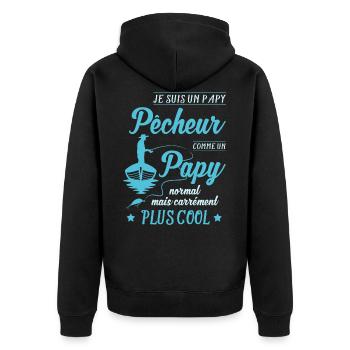 un papy pêcheur est plus cool - Veste à capuche bio Premium Unisexe - noir - Dos - Nico (187cm)