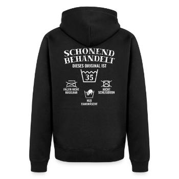 35 Geburtstag - Unisex Premium Bio Zip Hoodie - Schwarz - Hinten - Nico (187cm)