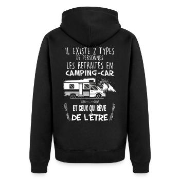 Camping-car retraités camping - Veste à capuche bio Premium Unisexe - noir - Dos - Nico (187cm)