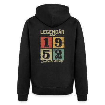 Legendär seit 1952 - Geburtsjahr 1952 vintage - Unisex Premium Bio Zip Hoodie - Schwarz - Hinten - Nico (187cm)