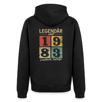 Legendär seit 1983 - Geburtsjahr 1983 vintage - Unisex Premium Bio Zip Hoodie - Schwarz - Hinten - Nico (187cm)