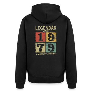 Legendär seit 1979 - Geburtsjahr 1979 vintage - Unisex Premium Bio Zip Hoodie - Schwarz - Hinten - Nico (187cm)