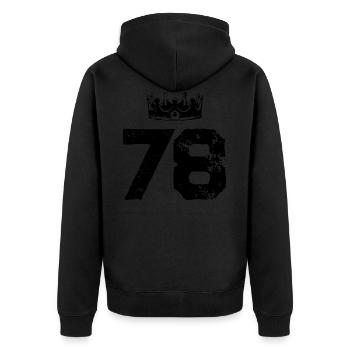 78 Number crown - Unisex Premium Organic Zip Hoodie - black - Back - Nico (187cm)