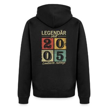 Legendär seit 2005 - Geburtsjahr 2005 vintage - Unisex Premium Bio Zip Hoodie - Schwarz - Hinten - Nico (187cm)