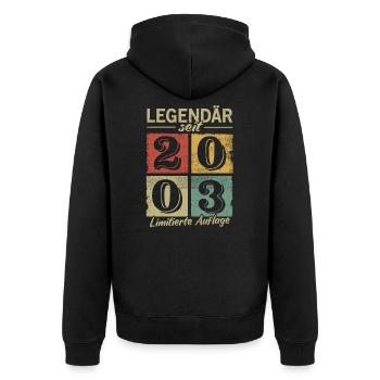Legendär seit 2003 - Geburtsjahr 2003 vintage - Unisex Premium Bio Zip Hoodie - Schwarz - Hinten - Nico (187cm)