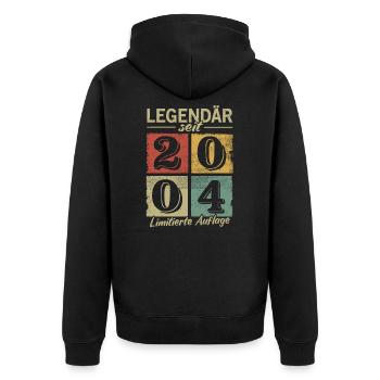 Legendär seit 2004 - Geburtsjahr 2004 vintage - Unisex Premium Bio Zip Hoodie - Schwarz - Hinten - Nico (187cm)
