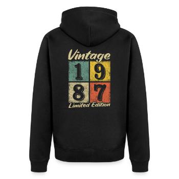 Légende depuis 1987 - année de naissance 1987 vintage - Veste à capuche bio Premium Unisexe - noir - Dos - Nico (187cm)