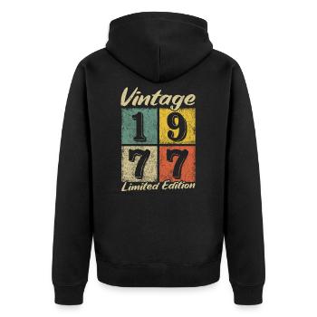 Légende depuis 1977 - année de naissance 1977 vintage - Veste à capuche bio Premium Unisexe - noir - Dos - Nico (187cm)
