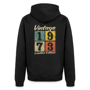Legendär seit 1973 - Geburtsjahr 1973 vintage - Unisex Premium Bio Zip Hoodie - Schwarz - Hinten - Nico (187cm)