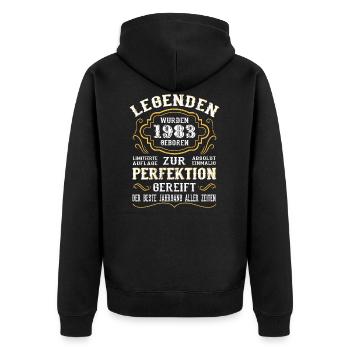 1983 Die Geburt einer Legende Geburtstag Geschenk - Unisex Premium Bio Zip Hoodie - Schwarz - Hinten - Nico (187cm)