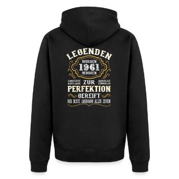 1961 Die Geburt einer Legende Geburtstag Geschenk - Unisex Premium Bio Zip Hoodie - Schwarz - Hinten - Nico (187cm)