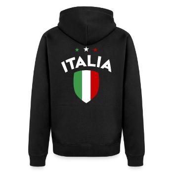 Italia Italien Italiener italienische Fahne Flagge - Unisex Premium Bio Zip Hoodie - Schwarz - Hinten - Nico (187cm)