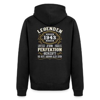 1943 Die Geburt einer Legende Geburtstag Geschenk - Unisex Premium Bio Zip Hoodie - Schwarz - Hinten - Nico (187cm)