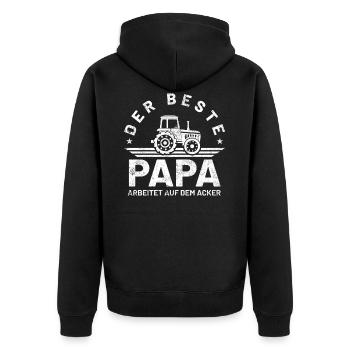 Bauer Landwirt Papa Vater Vatertag Vintage - Unisex Premium Bio Zip Hoodie - Schwarz - Hinten - Nico (187cm)
