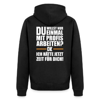 Bauleiter Spruch | Handwerker Bauarbeiter - Unisex Premium Bio Zip Hoodie - Schwarz - Hinten - Nico (187cm)