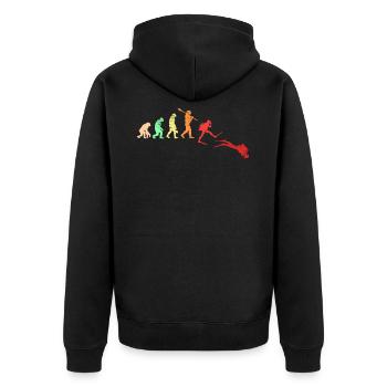 Tauchen Taucher Retro Vintage Evolution - Unisex Premium Bio Zip Hoodie - Schwarz - Hinten - Nico (187cm)