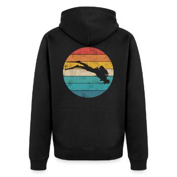 Tauchen | Taucher Retro Vintage - Unisex Premium Bio Zip Hoodie - Schwarz - Hinten - Nico (187cm)