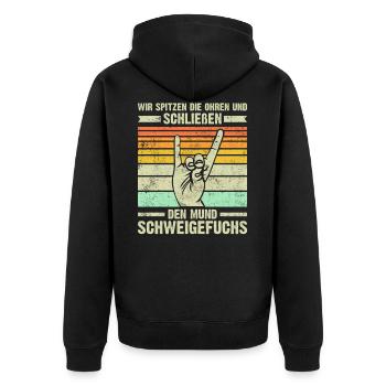 Lehrer Schweigefuchs Schule Geschenk - Unisex Premium Bio Zip Hoodie - Schwarz - Hinten - Nico (187cm)