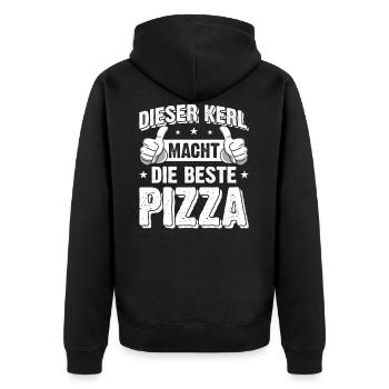 Pizzabäcker - Unisex Premium Bio Zip Hoodie - Schwarz - Hinten - Nico (187cm)