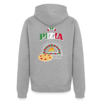 Pizza Pizzabäcker - Unisex Premium Bio Zip Hoodie - Grau meliert - Hinten - Nico (187cm)
