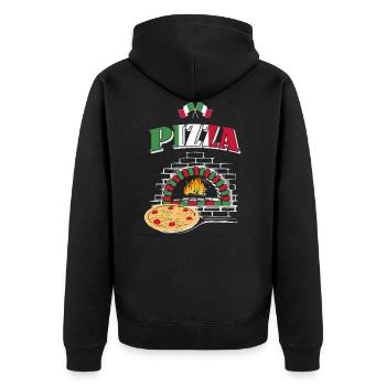 Pizza Pizzabäcker - Unisex Premium Bio Zip Hoodie - Schwarz - Hinten - Nico (187cm)