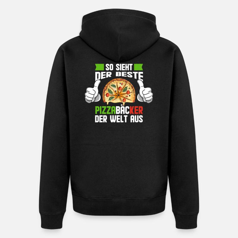 Weltbester Pizzabäcker Geschenkidee - Unisex Premium Bio Zip Hoodie - Schwarz