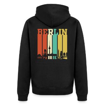 Berlin Berliner Retro Geschenk - Unisex Premium Bio Zip Hoodie - Schwarz - Hinten - Nico (187cm)