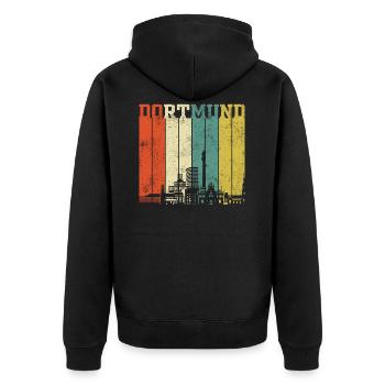 Dortmund Vintage Retro Style - Unisex Premium Bio Zip Hoodie - Schwarz - Hinten - Nico (187cm)