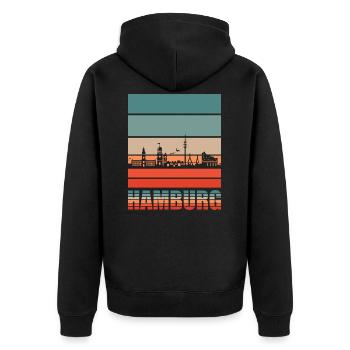 Hamburg HH Hansestadt Hamburger Geschenk - Unisex Premium Bio Zip Hoodie - Schwarz - Hinten - Nico (187cm)