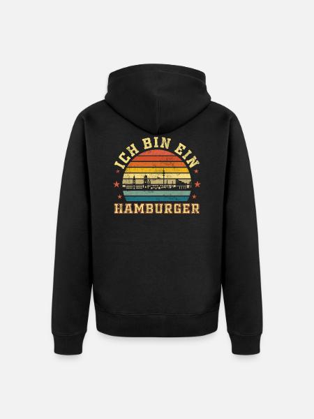 Ich bin ein Hamburger - Unisex Premium Bio Zip Hoodie - Schwarz