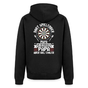 Darts Dart Papa Vater Vatertag Geschenk - Unisex Premium Bio Zip Hoodie - Schwarz - Hinten - Nico (187cm)