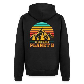 Klimawandel es gibt keinen Planet B - Unisex Premium Bio Zip Hoodie - Schwarz - Hinten - Nico (187cm)