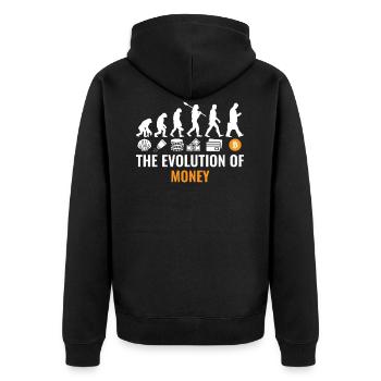 Bitcoin Evolution Crypto Millionaire Cryptocurrenc - Unisex Premium Bio Zip Hoodie - Schwarz - Hinten - Nico (187cm)