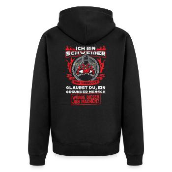 Schweißer Beruf Geschenk Schweisser Schweißen - Unisex Premium Bio Zip Hoodie - Schwarz - Hinten - Nico (187cm)