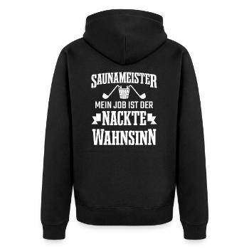 Sauna Goer Sauna Master Naked Madness Sauna - Unisex Premium Organic Zip Hoodie - black - Back - Nico (187cm)