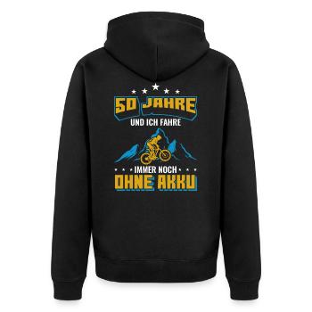 Fahrrad | 50 Geburtstag Radfahrer Geschenkidee - Unisex Premium Bio Zip Hoodie - Schwarz - Hinten - Nico (187cm)
