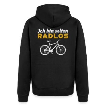 Fahrrad | Ich bin selten Radlos - Unisex Premium Bio Zip Hoodie - Schwarz - Hinten - Nico (187cm)