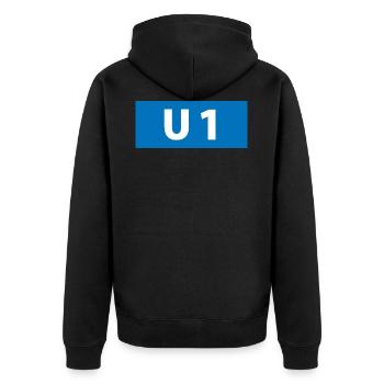 Subway line Hamburg U1 Souvenir Souvenir Gift - Unisex Premium Organic Zip Hoodie - black - Back - Nico (187cm)